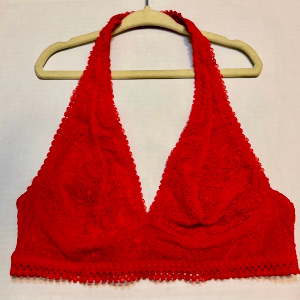 Victoria’s Secret VS Red Halter Lace Bralette Size Small S ❤️